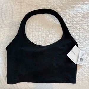 Beyond Yoga - Heathered Black Halter Bra NWT Sz L